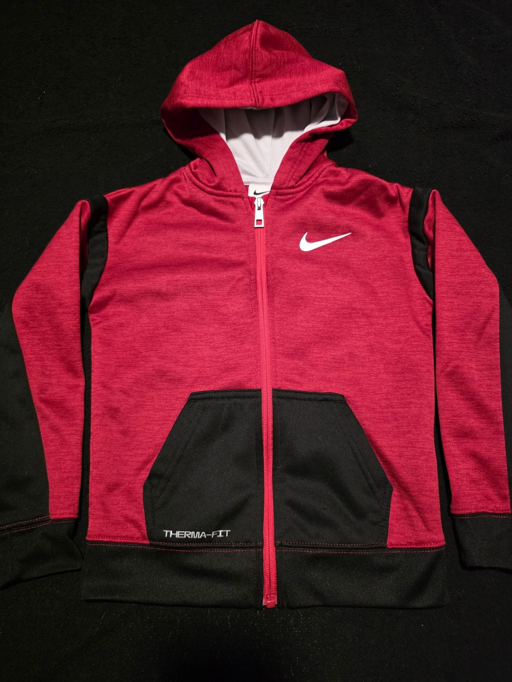 Nike Kids' Therma-FIT Red & Black Full-Zip Hoodie